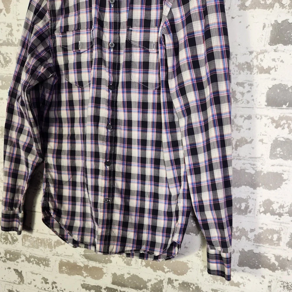 Banana Republic Slim Fit Plaid Long Sleeve Button Down Shirt Men's Medium Purple